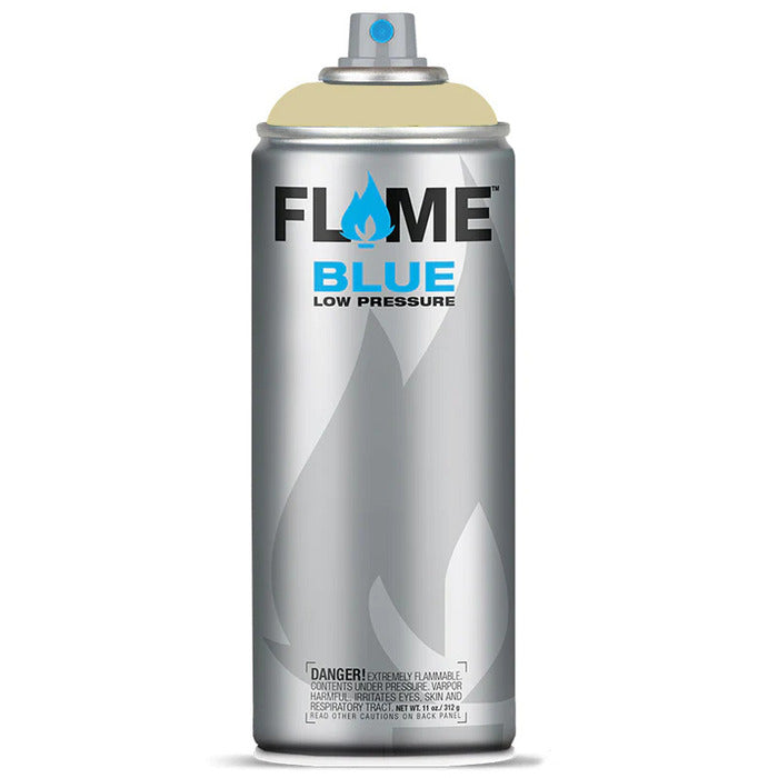 Flame Blue Spray Paint 400ml - Warm Tones - Front View Of Cookie Dough